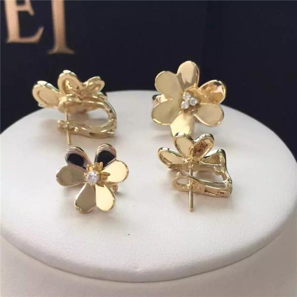 Buy cheap Van Cleef & Arpels Frivole earrings small model yellow gold round diamonds VCARB65700 from wholesalers