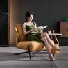 Buy cheap Coffee Shop Brown Leather Leisure Chairs With Black Legs from wholesalers