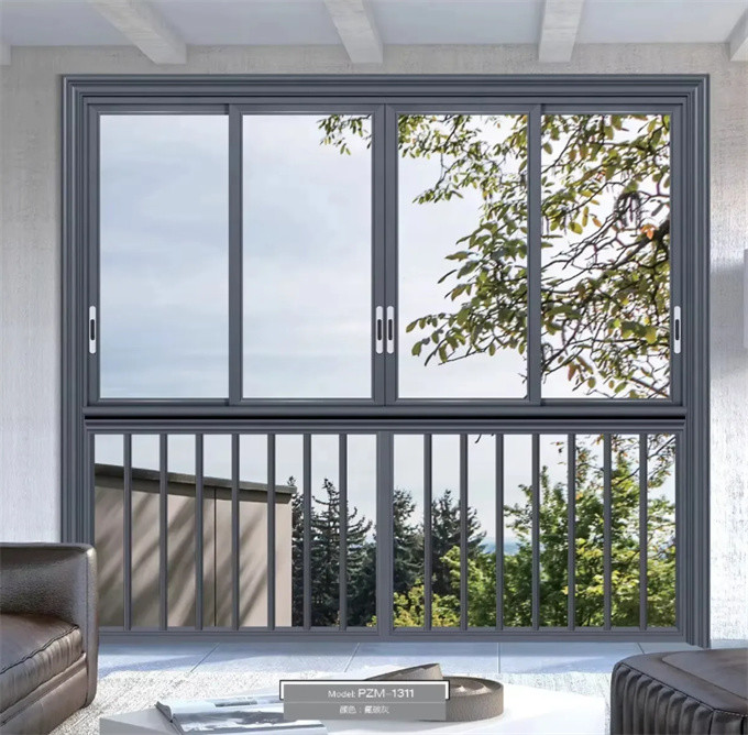 Double Glazed Aluminium 3 Tracks Sliding Windows With Stainless Steel Screen Netting