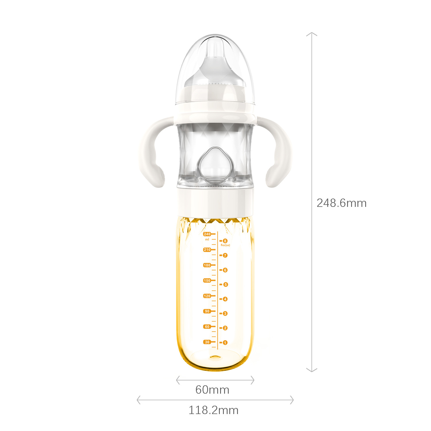 Straight Self Mixing Baby Bottles Formula 240ml Wide Neck Milk Storage Bottles