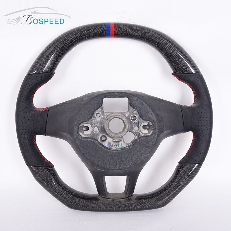 Perforated Leather Volkswagen Carbon Fiber Steering Wheel 350mm Plain Weave 2022