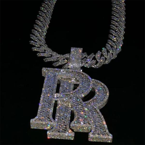 Buy cheap 1 Inch VVS Moissanite Pendant Charm 18k Hip Hop Diamond Necklace Letter Name from wholesalers
