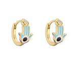 Zircon Colorful 14k Gold Hoop Earrings Jewelry Enamel Palm Cuff For Women Girls