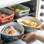 Non Stick Kitchen Ceramic Baking Pans With Gold Rim Nordic Style