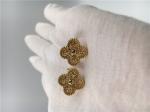 Van Cleef Vintage Alhambra Earrings , 18K Yellow Gold Van Cleef Mini Alhambra