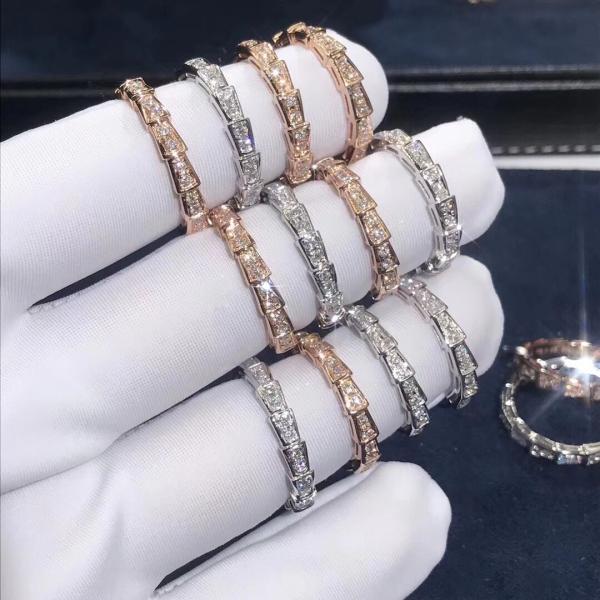 Elegant Customized 18K Gold Serpenti Viper Ring Diamond Ring Yellow Gold White