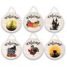 Buy cheap 2024 Halloween wooden door hangings New party scene decoration pieces Pumpkin black cat haunted house bat party scene decor from wholesalers