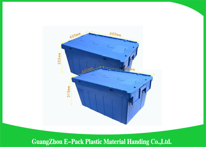 Storage Containers With Attached Lids 43L , Warehouse Heavy Duty Storage Boxes