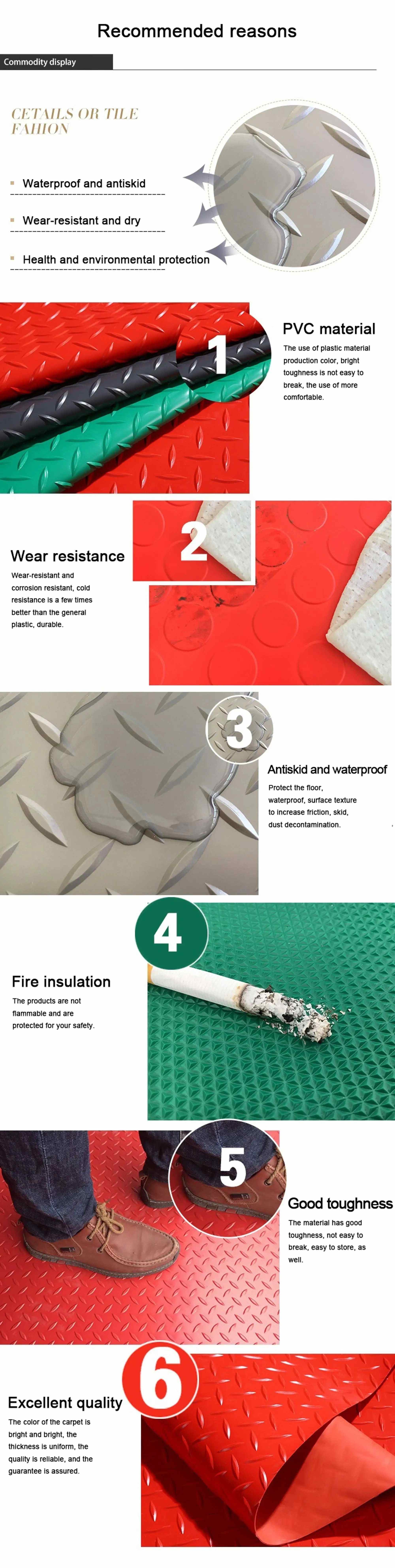 Plastic Car Floor Mats Leather Anti Slip PVC Floor Mat Roll Pressproof