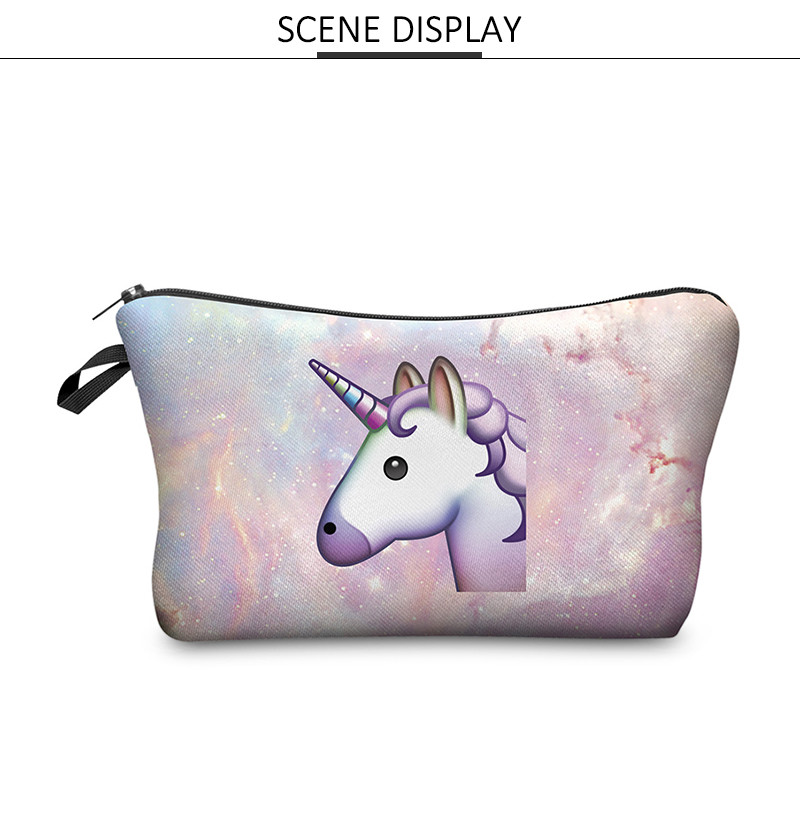 Travel Essential Unicorn Print Waterproof Zipper Toiletry Wash Bag