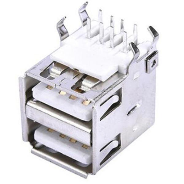 Buy cheap USB connector 2.0 a type 2 ports female right angel through hole for pcb type from wholesalers