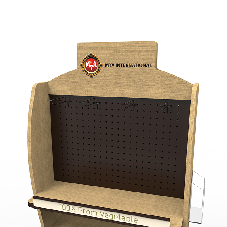 Vitamin Timber Display Stand Wooden Retail Shelving With Casters