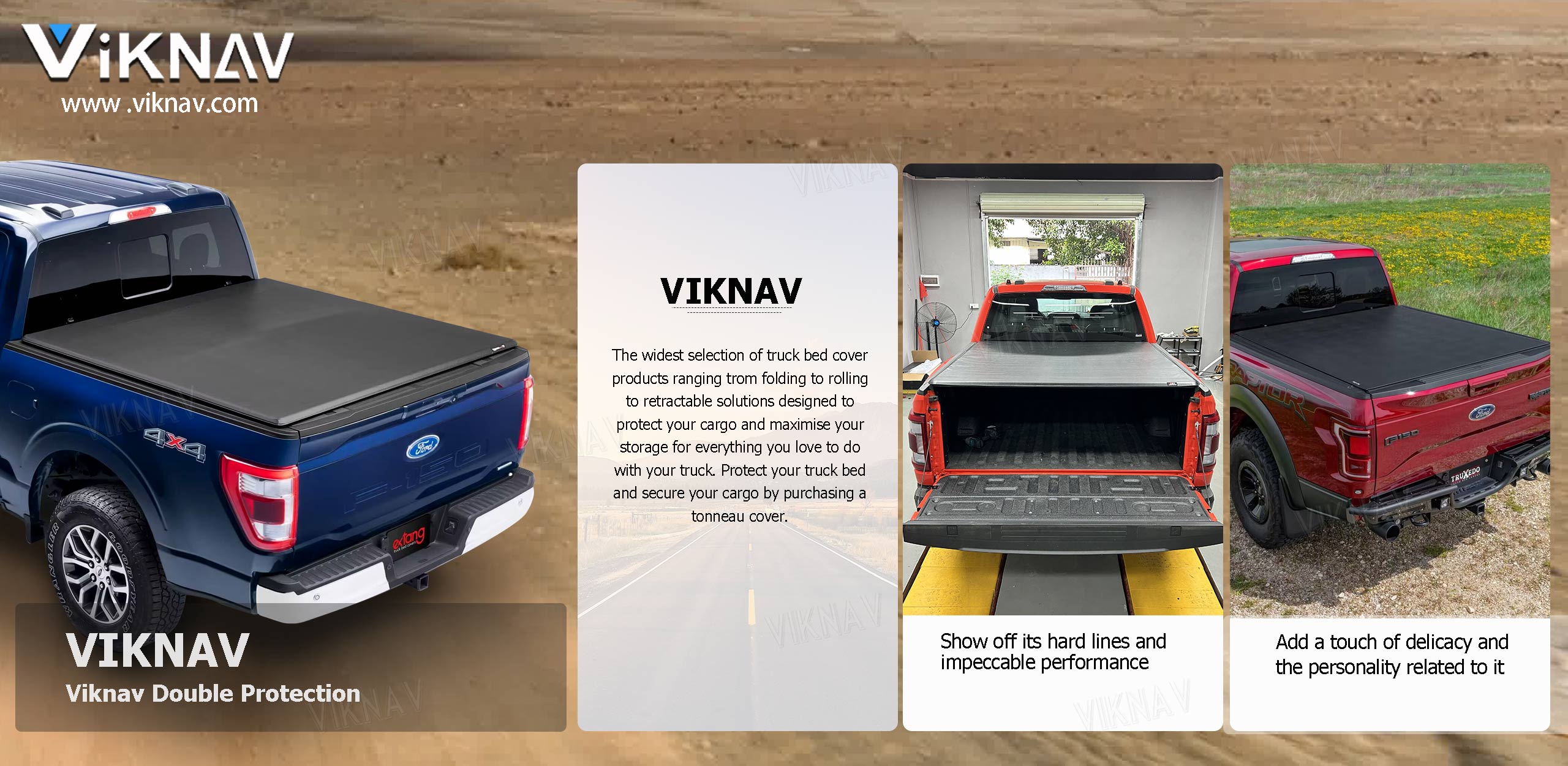 Viknav for Ford F150 24oz Heavy Duty Truck Bed Replacement Tonneau Cover LED DRL