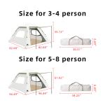 Large Square 8 Person Camping Tent 190T Polyester Automatic Family Tent 4.5kg