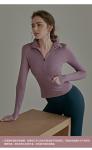 Richee 3/4 Zip Front Long Sleeve Top , Dry Fit Ladies Running Tops Long Sleeve