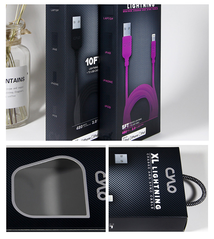 4C Printing Pantone USB Data Cable Packaging Box Custom Logo