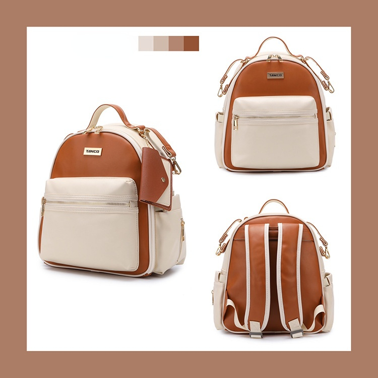 New PU Leather Mommy Nappy Bag Portable Baby Bottle Backpack Multifunction Travel Maternity Diaper Bag witth Stroller Strap