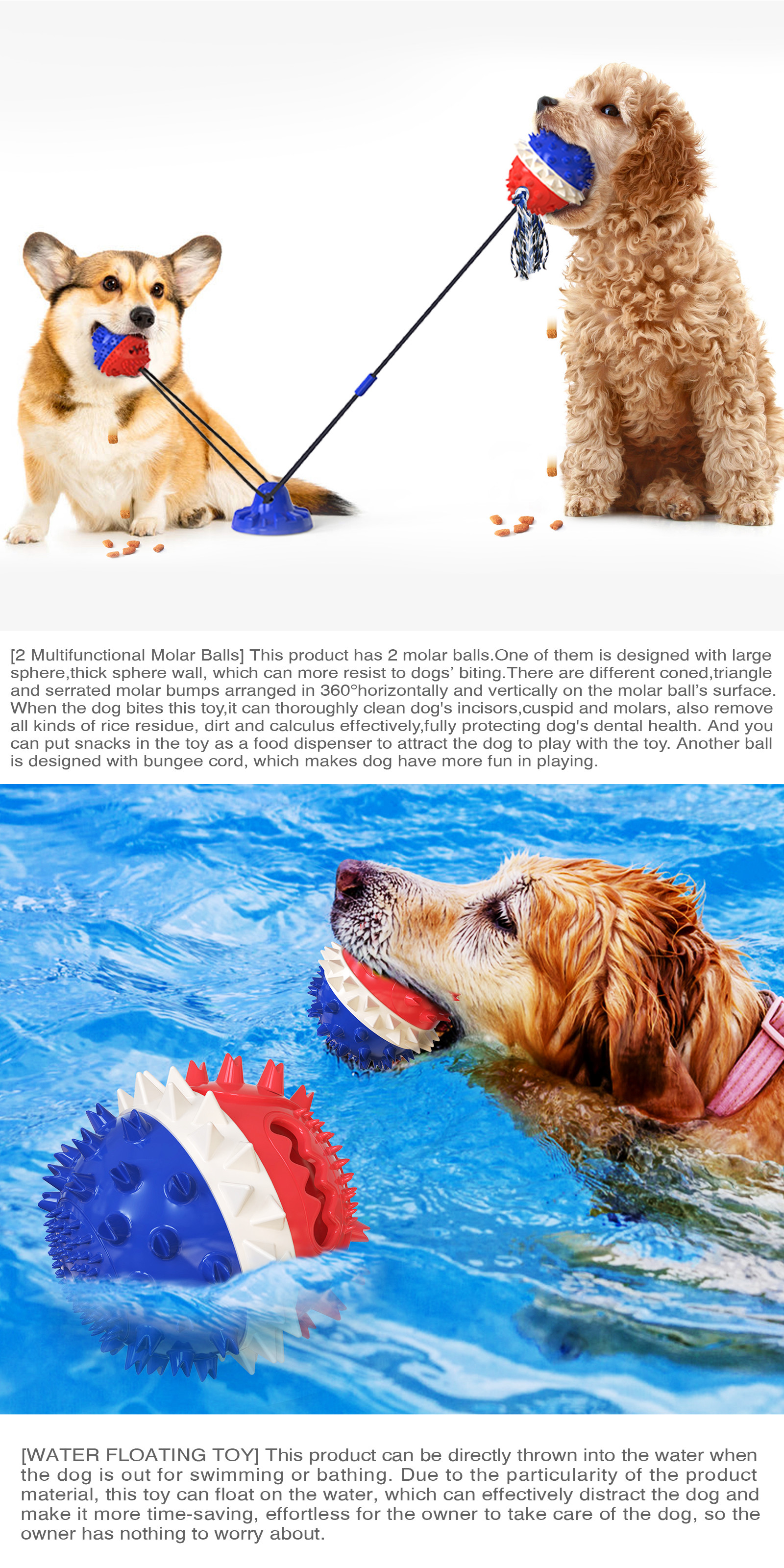 Anxiety Relief Interactive Pet Toys Dog Toy Sucker Drawstring Ball 430g