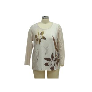 Buy cheap Flower Gold Foil Printing Ladies Casual T Shirts Women'S Spring Tops from wholesalers