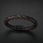 Hot stainless steel magnet buckle leather rope bracelet men custom leather