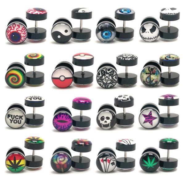 Buy cheap New Earings Fashion Jewelry Women's Ear Stud Barbell Piercing Punk Men Earrings Black from wholesalers