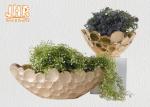 Frosted Gold Fiberglass Decoration Flower Serving Bowl Centerpiece Table Vase