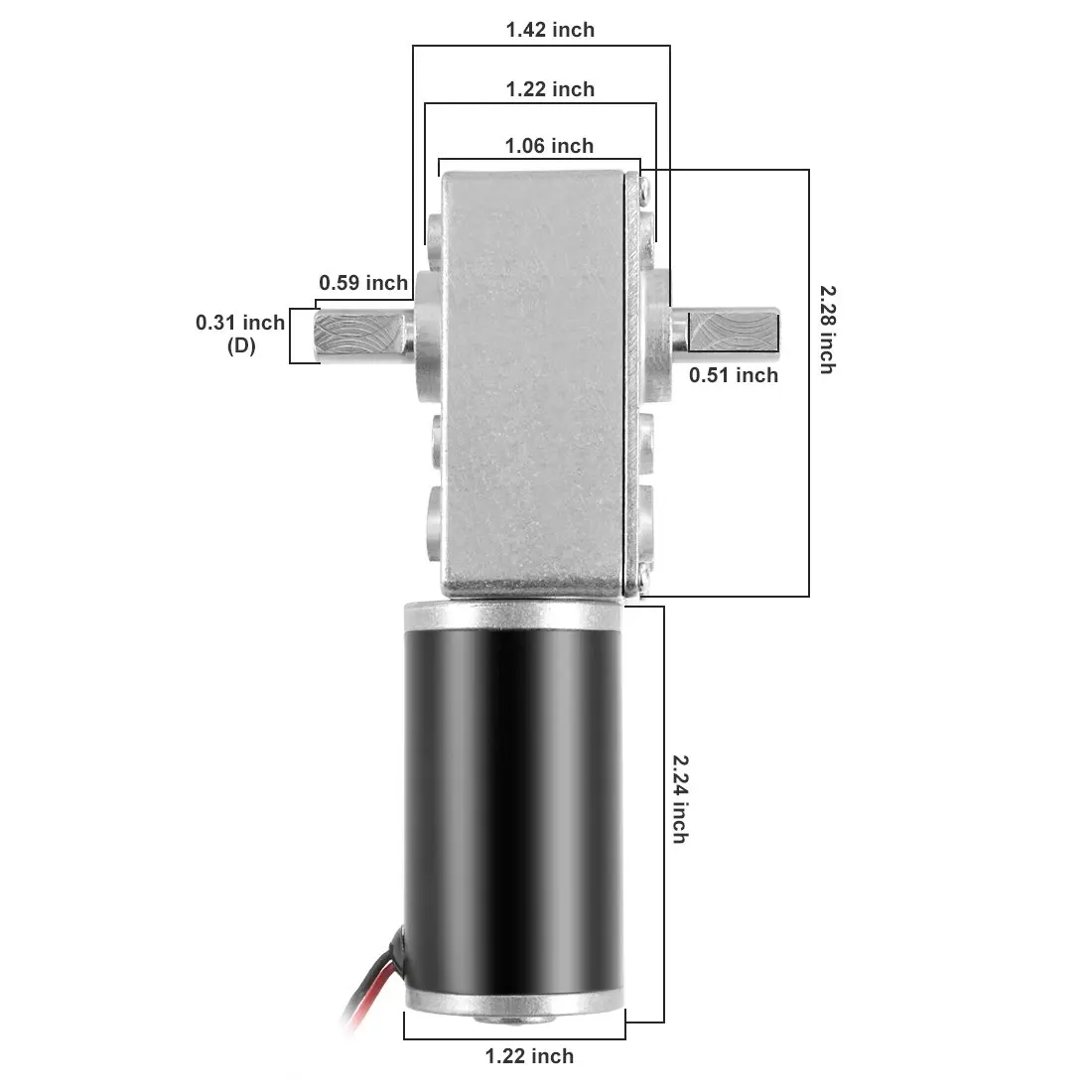 Single Shaft Worm Gear Motor DC 12V 24V Speed Reduction Motor With Metal Gearbox