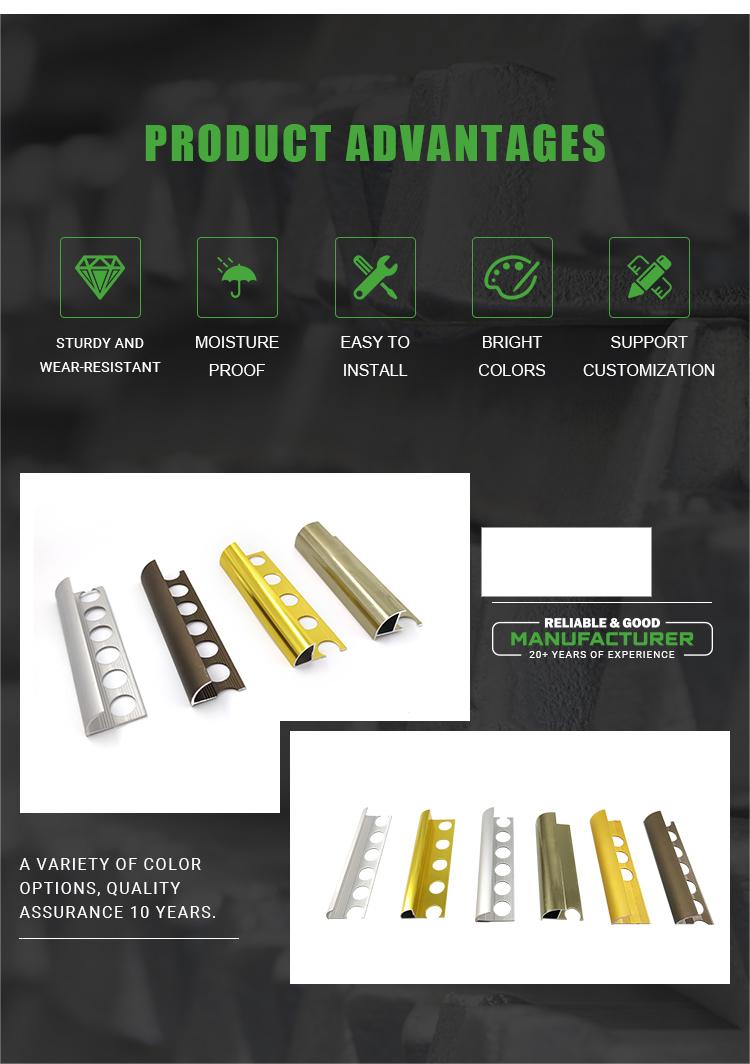 OEM ODM Aluminium Tile Strip Accessories Protective Tile Trim045