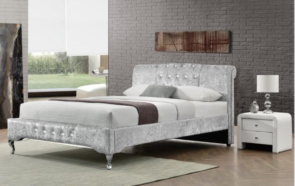 Buy cheap Luxury Duble Size Tufted Storage Bed Lint Sliver Crystal Button European Style from wholesalers