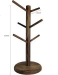 Wooden mug tree stand 6 hook counter coffee bar storage rack