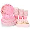 Buy cheap Eco-Friendly Disposable Party Supplies Gold Dot Pink Disposable Party Dinnerware Set from wholesalers