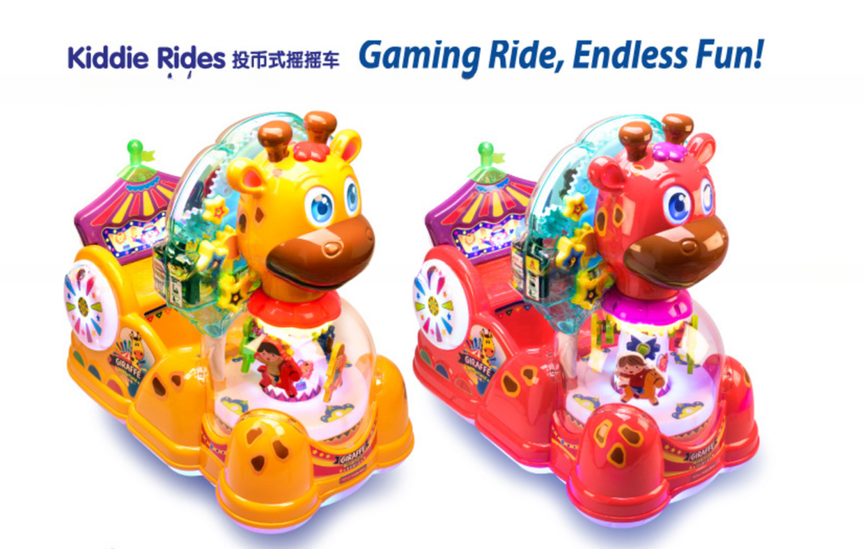 Factory direct selling plastic giraffe kiddy rides for kidde game machine centers park
