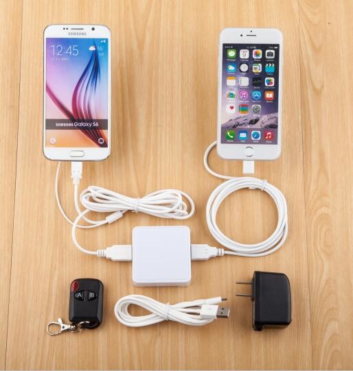 COMER 2 ports charge cable sensor protection mobile and tablet anti-theft for digital merchandise retail stoers