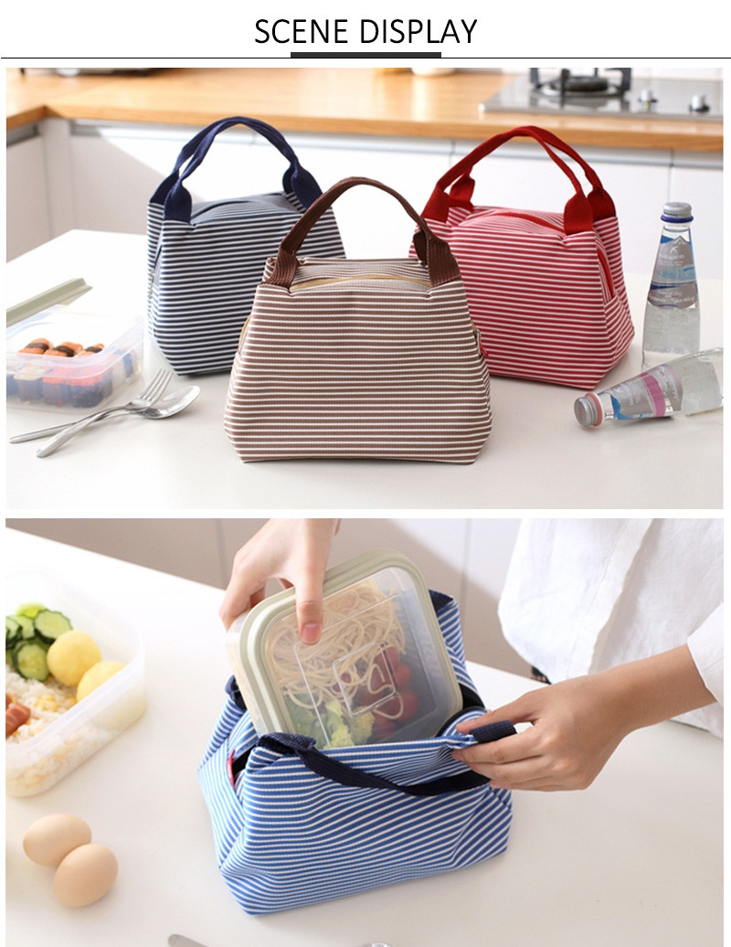 Leakproof White Striped Oxford Thermal Cooler Bag