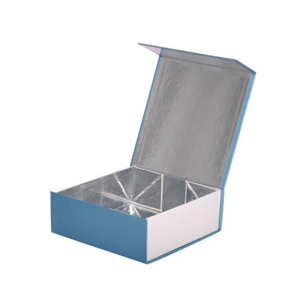 Buy cheap Magnetic Lid Close Cosmetic Box Packaging Skincare Set Coated Paper Blue from wholesalers