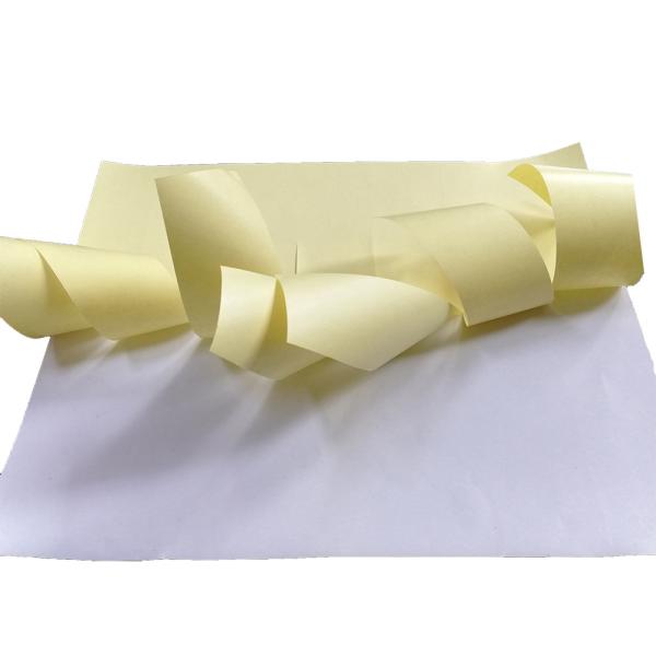 Buy cheap Sticker Paper sheet Cast Coated Art Paper with yellow color silicone kraft paper HM0111 from wholesalers