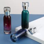 Facial Cleanser Green Blue Glass Serum Bottle with Silver Pressure Pump 15ml