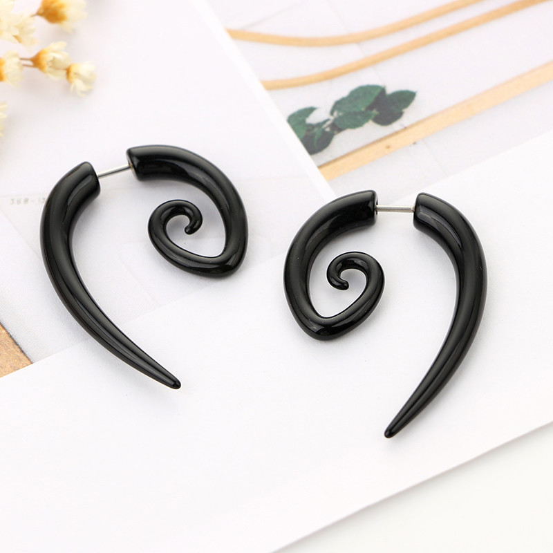 Black Punk Round Spiral Drop Earrings Vintage Snails Shap Earrings for Women Two Part Ear Party Jewelry Gifts