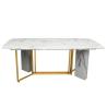 Buy cheap modern 56kg Luxury Marble Dining Table Rugged Stainless Steel Base Rectangle Shape from wholesalers
