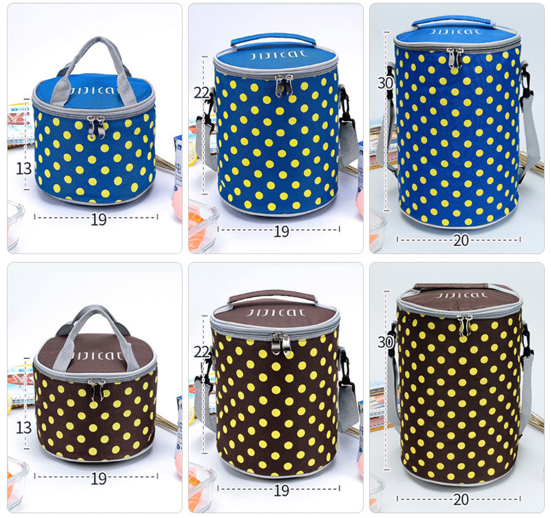 Barrel Shape Polyester Insulated Tote Lunch Bag