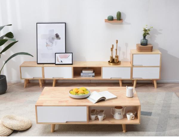 Buy cheap Solid Wood TV Cabinet Tea Table Combination Apartment Custom Furniture Living Room Floor Cabinet from wholesalers