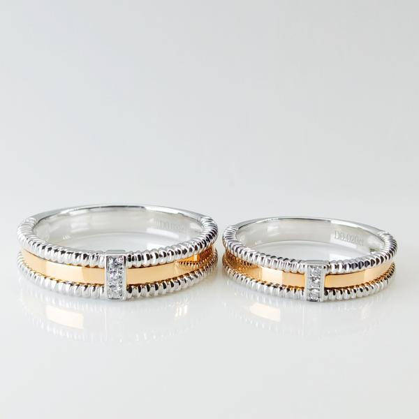 Buy cheap Double Color Mirror Polished Women10 Gold Diamond Couple Rings from wholesalers