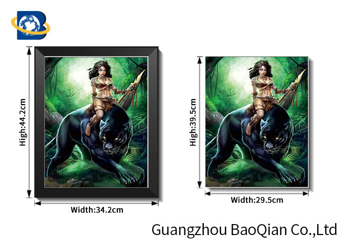 Unique 3d Gift Lenticular 3d Framed Picture With Animal / Beautiful Girl
