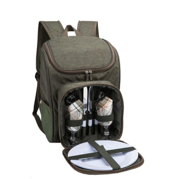 Buy cheap 2 Person Picnic Basket Backpack Cooler Compartment, Wine Holder, Fleece Blanket, Cutlery Set from wholesalers
