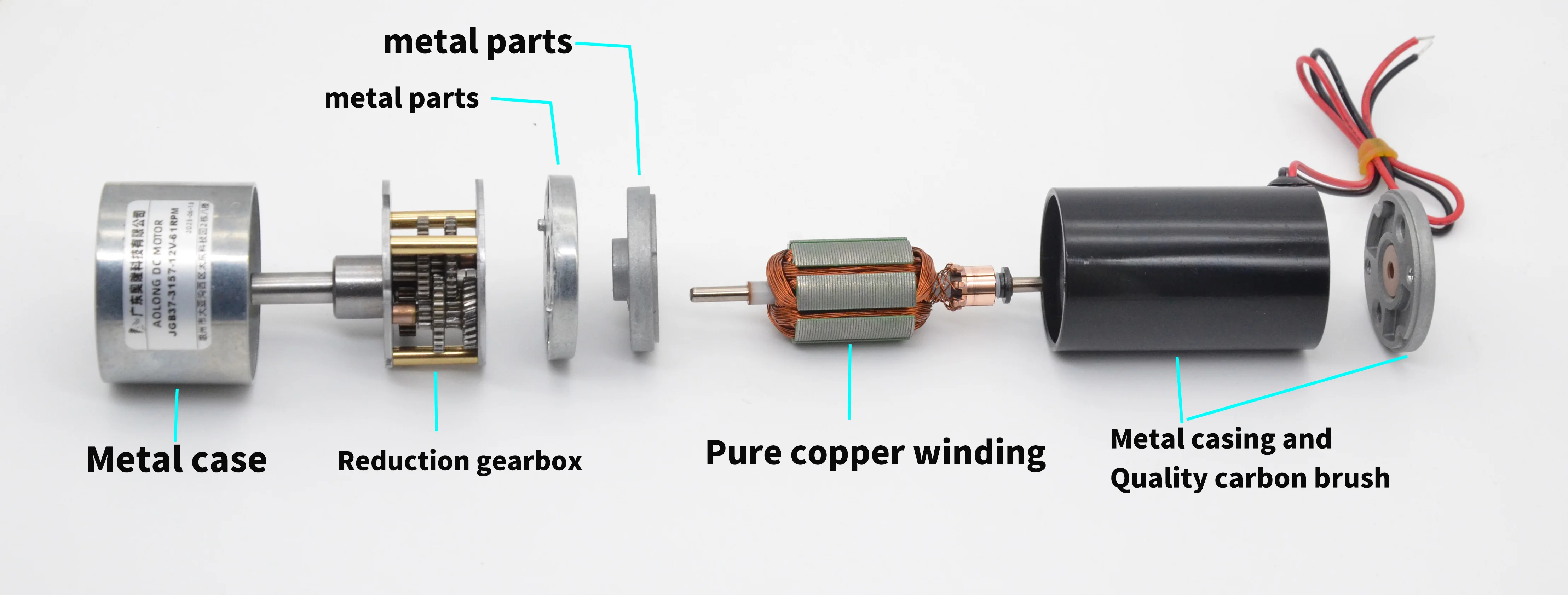 37mm Low Rpm Brush Motor JGB37-3157 24V 88RPM 1:90 High Rpm Electric Dc Motor With Speed Reducer Box