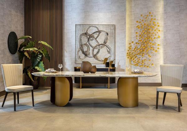 Buy cheap Luxury Italian Marble Dinner Table Customized Logo Stainless Steel Leg For Home Use from wholesalers