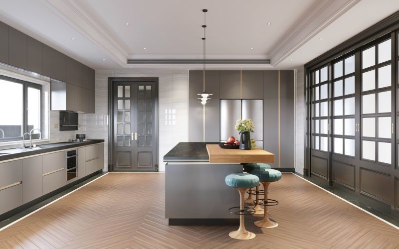 Ultima Edge Cold Metal Industrial Style Kitchen Cabinets With Dual Space Design