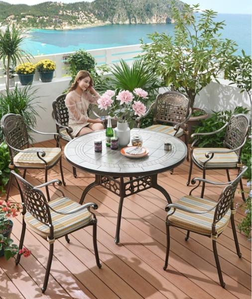 Waterproof Garden Cast Aluminum Patio Dining Table Chair Set for Outdoor