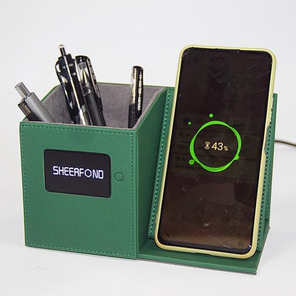 Buy cheap Green Gray Black Wireless Charging Pen Holder Custom Logo Business Gift from wholesalers