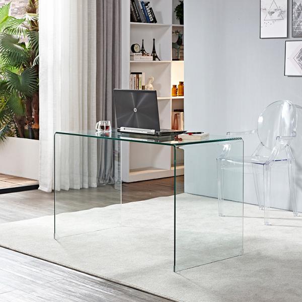 Buy cheap Modern Study Bent Glass Table Full Transparent Glass Furniture Table from wholesalers